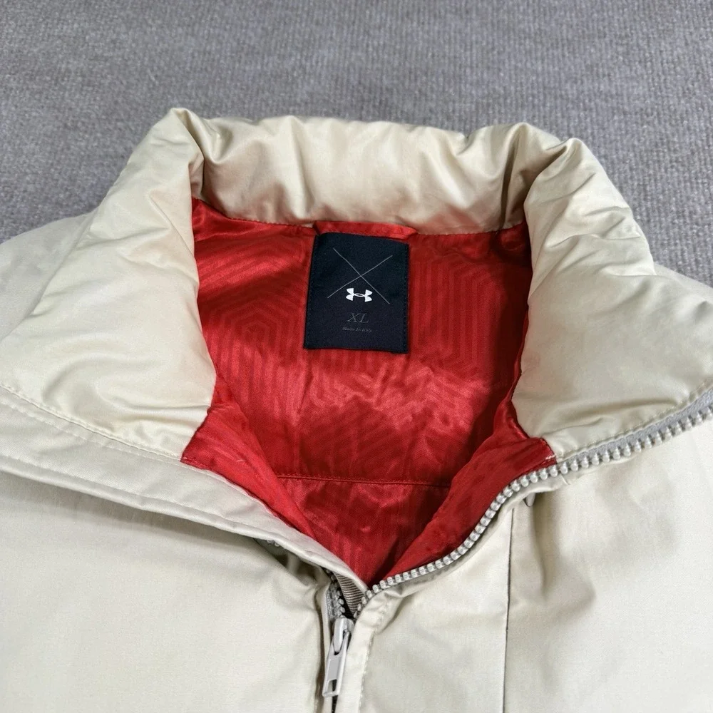 Under Armour Made In Italy Luxury Goose Down Puffer Vest Mens XL Beige Rare GUC